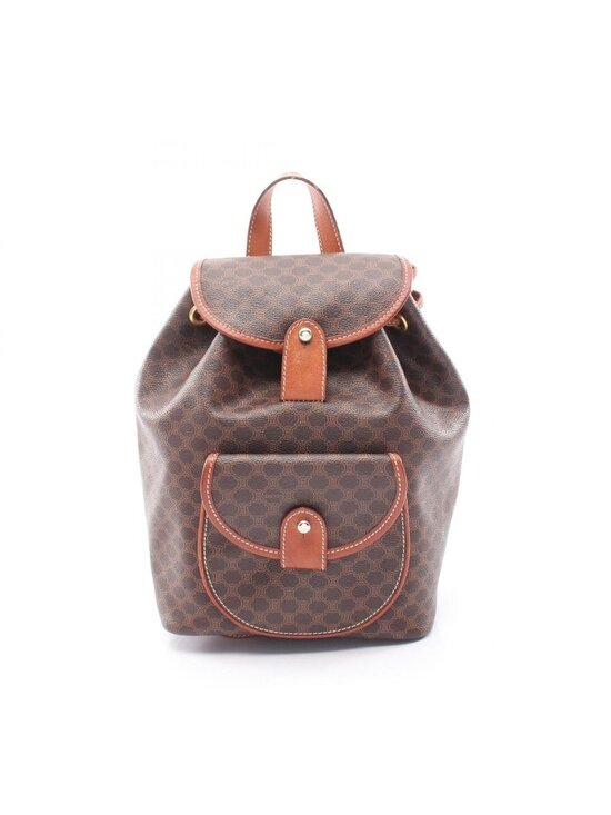 Celine Handbags - Celine Backpack Macadam Brown Canvas Leather